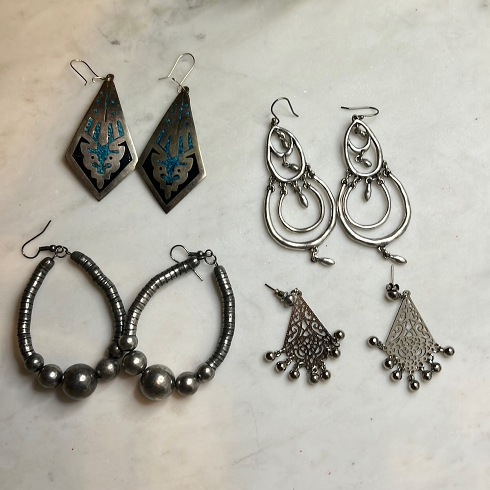 Silver Tone Dangle Earrings